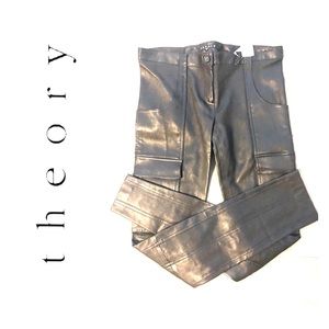 THEORY BLACK LEATHER CARGO PANTS NWT SIZE 10